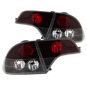 Coolstuffguru Compatible with Honda Civic Sedan 4Dr JDM Black Tail Lights Brake Lamp Red Clear Lens