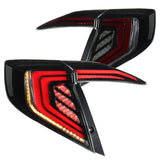 Coolstuffguru Smoke Lens LED Bar Tail Lights Compatible with Honda Civic Sedan 2016-2021 L+R Pair Taillight Assembly