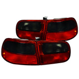 Coolstuffguru Compatible with Honda Civic Hatchback 3Door JDM Crystal Red/Smoke Rear Tail Brake Lights