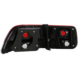 Coolstuffguru Compatible with CIVIC COUPE 2DR JDM BLACK HEAD LIGHTS+SMOKE & RED TAIL LAMPS PAIR