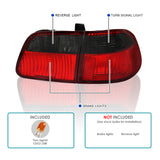 Coolstuffguru Red Smoke Lens Tail Lights Compatible with Honda Civic 4 Door Sedan 1999-2000 L+R Pair Taillight Assembly