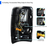 Coolstuffguru Compatible with Chevy Suburban Tahoe GMC Yukon Glossy Black Smoke LED Bar Tail Lights Lamps