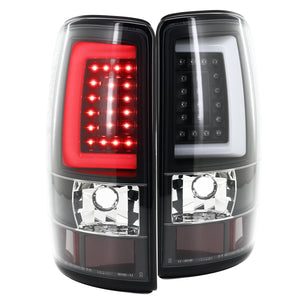 Coolstuffguru Compatible with/Replacement For Chevy Suburban Tahoe GMC Yukon Black LED Bar Tail Lights Rear Lamps