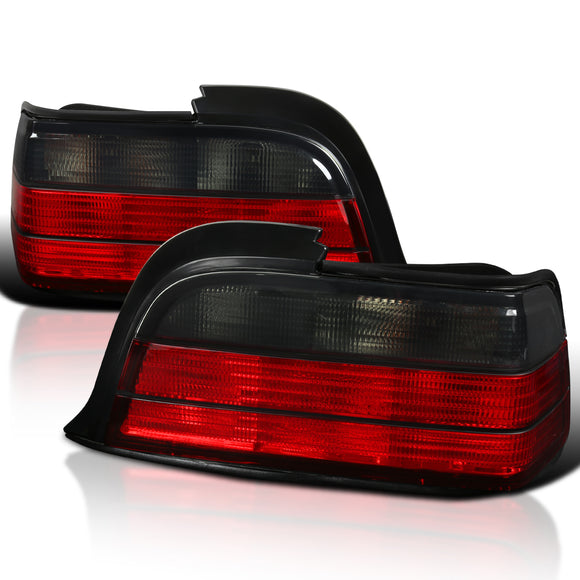 Coolstuffguru Compatible with Bmw E36 3 Series 2 Door 318I 325I 328I M3 Red Smoked Tail Lights Lamps Pair