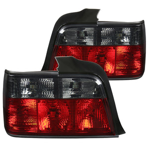 Coolstuffguru Compatible with Bmw E36 3-Series 4Dr Euro Red Smoke Tail Lights