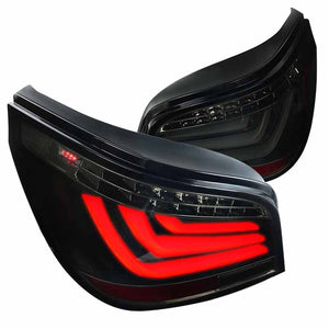 Coolstuffguru Compatible with BMW E60 5-Series Sedan Glossy Black Neon LED Bar Smoke Tail Brake Lights