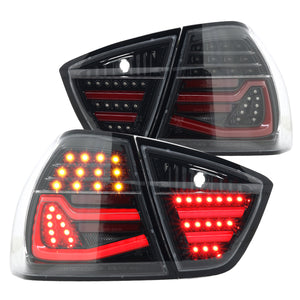 Coolstuffguru Compatible with BMW E90 3-Series 4dr Sedan Replacement LED Jet Black Tail Lights Brake Lamps