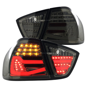 Coolstuffguru Compatible with BMW E90 3-Series 4Dr Sedan Smoke LED Parking Tail Lights Tinted Rear Brake Lamps