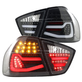 Coolstuffguru Compatible with BMW E90 3-Series 4Dr Sedan Black LED Tail Lights Rear Brake Lamps Left+Right