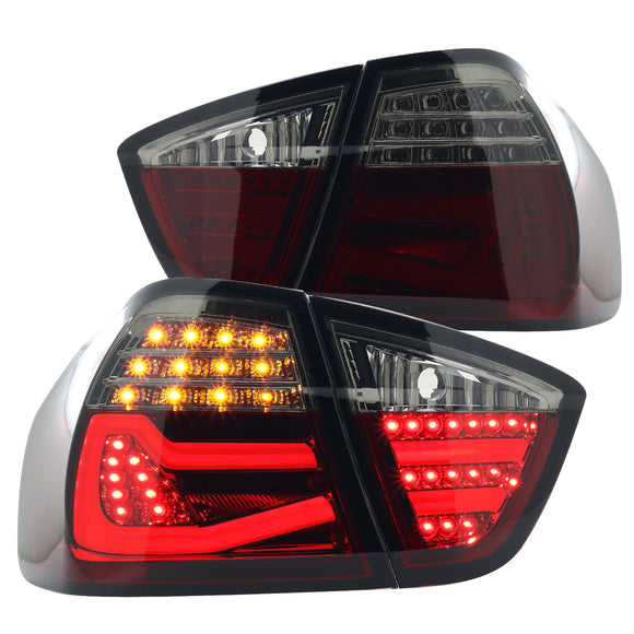 Coolstuffguru Compatible with BMW E90 3-Series 4Dr Sedan Red/Smoke Replacement LED Parking Brake Tail Lights