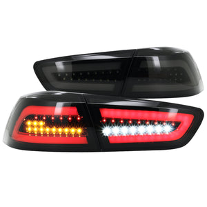 Coolstuffguru Compatible with Mitsubishi Lancer/ Lancer EVO X Full LED Glossy Black Brake Tail Lights Pair