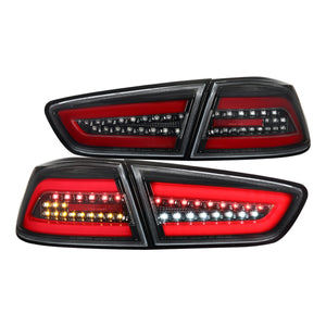 Coolstuffguru Compatible with Mitsubishi Lancer/ Lancer EVO X Jet Black Full LED Tail Lights Brake Lamps Pair