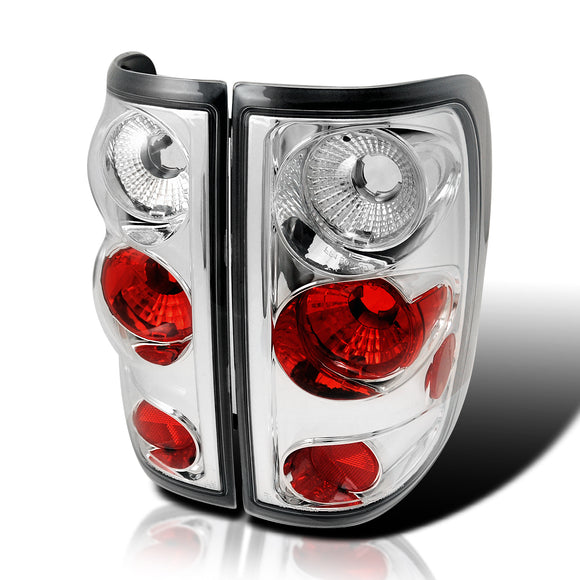 Coolstuffguru Compatible with Ford F150 Style Side Chrome Clear Altezza Tail Lights Lamps Pair