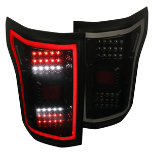 Coolstuffguru Compatible with Ford F150 F-150 Pickup Glossy Black Smoke Lens Rear Brake Full LED Tail Lights