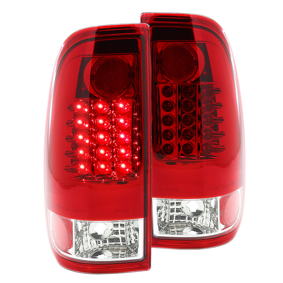 Coolstuffguru Compatible with Ford F250 F350 F450 F550 SuperDuty Red/Clear Lens LED Tail Lights Lamp Pair