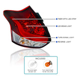 Coolstuffguru Compatible with Ford Focus Hatchback Full LED Red Clear Tail Lights Brake Lamp