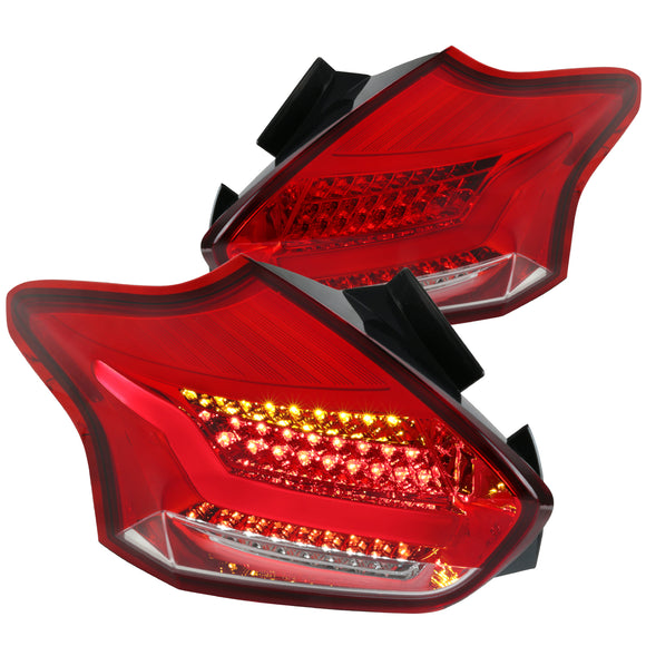 Coolstuffguru Compatible with Ford Focus 5Dr Hatchback Full LED Red Tail Lights Brake Lamps Pair