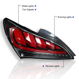 Coolstuffguru Compatible with Hyundai Genesis Coupe 2Dr LED Sequential Jet Black Tail Brake Lights Pair