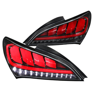 Coolstuffguru Compatible with Hyundai Genesis Coupe 2Dr LED Sequential Jet Black Tail Brake Lights Pair