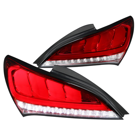 Coolstuffguru Compatible with/Replacement for 2010-2016 Hyundai Genesis Coupe 2Dr Red LED Sequential Rear Brake Tail Lights Pair