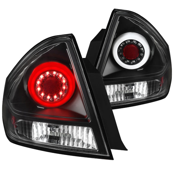 Coolstuffguru Compatible with Chevy Impala Black Tail Lights Rear Brake Lamps Pair w/ Halo LED DRL