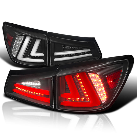 Coolstuffguru Compatible with Lexus IS250/350 Black Rear LED Light Bar Tail Brake Lamps Pair