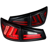 Coolstuffguru Black Housing Clear Lens Red LED Bar Tail Lights Compatible with Lexus IS250 IS350 2006-2008 L+R Pair Taillight Assembly