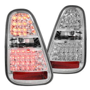 Coolstuffguru Chrome Housing Clear Lens LED Tail Lights Compatible with Mini Cooper S 2002-2006 L+R Pair Taillight Assembly