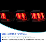 Coolstuffguru Compatible with Ford Mustang Black Headlights+Red/Smoke Seqential LED Rear Tail Brake Lamps