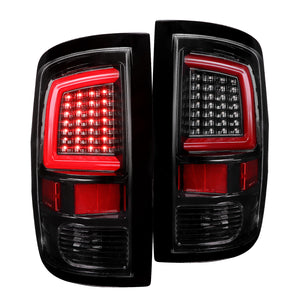 Coolstuffguru Jet Black Housing Clear Lens Tail Lights w/Red LED Light Bar Compatible with Dodge Ram 1500 2009-2018, 10-18 2500 3500, L+R Pair Taillight Assembly