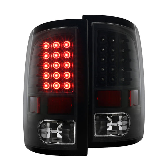 Coolstuffguru Compatible with Dodge Ram 1500 2500 3500 LED Full Black Tail Lights Park Brake Lamps Left+Right