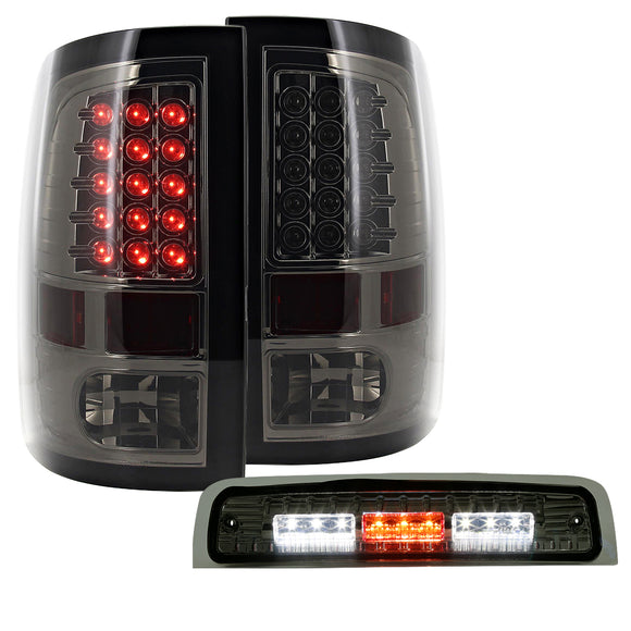 Coolstuffguru Compatible with Dodge Ram 1500 10-13 Ram 2500 3500 LED Tail Lights Smoke+3rd Brake Lamp Tint