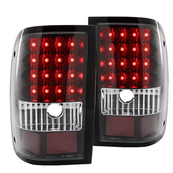 Coolstuffguru Black Housing Clear Lens LED Tail Lights Compatible with Ford Ranger 2006-2011 L+R Pair Taillight Assembly