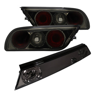 Coolstuffguru Chrome Housing Smoke Lens Tail Lights 3PC Compatible with Nissan 240SX S13 1989-1994 Side PC + Center PC