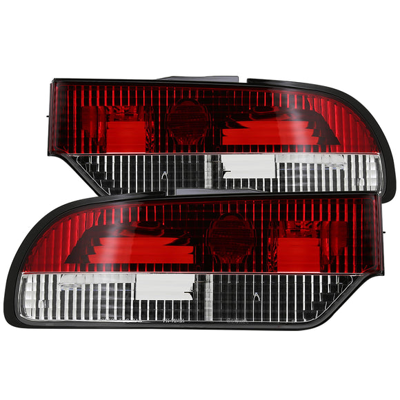 Coolstuffguru Compatible with Nissan 240SX S13 Hatchback Chrome Red/Clear Lens Rear Tail Brake Lights