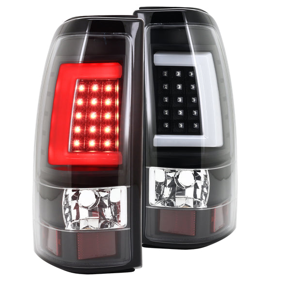 Coolstuffguru Compatible with Chevy Silverado GMC Sierra LED Tube Black Tail Lights Brake Lamps