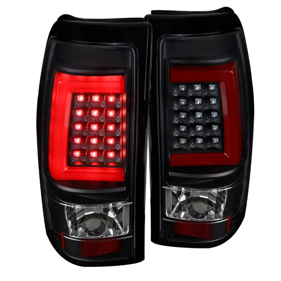 Coolstuffguru Red LED Tube Black Tail Lights Brake Lamps Compatible with Chevy Silverado 1500 2500 HD 2003-2006, 04-06 3500, 2007 Classic Models, L+R Pair Taillight Assembly