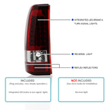 Coolstuffguru Compatible with Chevy Silverado Red LED Tail Lights Lamps