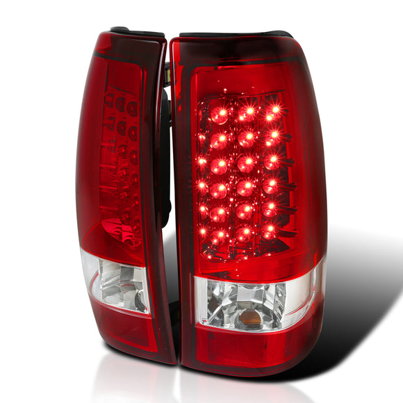 Coolstuffguru Compatible with Chevy Silverado Red LED Tail Lights Lamps