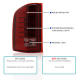 Coolstuffguru Compatible with Chevy Silverado 1500 2500 3500 Truck Red Clear LED Tail Lights