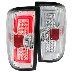 Coolstuffguru Compatible with Chevy Silverado GMC Sierra Chrome Rear Brake LED Tail Lights w/LED Light Bar