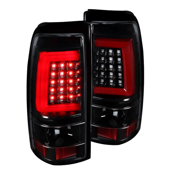 Coolstuffguru Compatible with Chevy Silverado Sierra LED DRL Bar Slick Black Clear Tail Brake Lights (Left+Right)