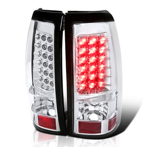 Coolstuffguru Compatible with Chevy Silverado Gmc Sierra Fleetside Clear Chrome Led Tail Lights