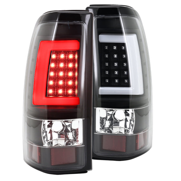 Coolstuffguru Compatible with Chevy Silverado Sierra LED DRL Bar Black Clear Tail Brake Lights Lamps (Left+Right)