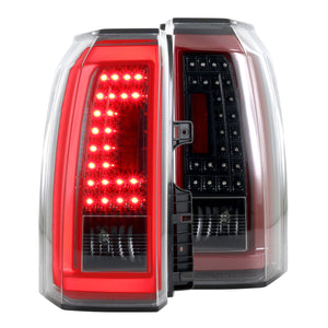 Coolstuffguru Compatible with Chevy Tahoe Suburban Clear Lens LED Rear Brake Jet Black Tail Lights Left+Right