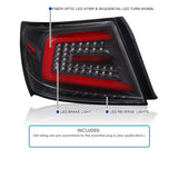 Coolstuffguru Black Housing Clear Lens Red LED Bar Tail Lights Compatible with Subaru Impreza/Impreza WRX 4DR 2008-2011, Impreza WRX/WRX STI 4DR 2012-2014 Old Body Style