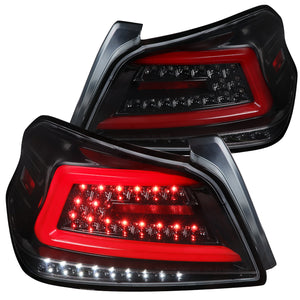 Coolstuffguru Jet Black Housing Clear Lens Red Sequential LED Bar Tail Lights Compatible with Subaru WRX / WRX STI 2015-2021 L+R Pair Taillight Assembly