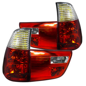 Coolstuffguru Red Clear Lens Tail Lights Compatible with BMW X5 E53 2000-2006 L+R Pair Taillight Assembly