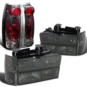 Coolstuffguru Compatible with Chevy C/K C10 Silverado Smoke Headlights Bumper Corner Signal Lamps+Tail Lig