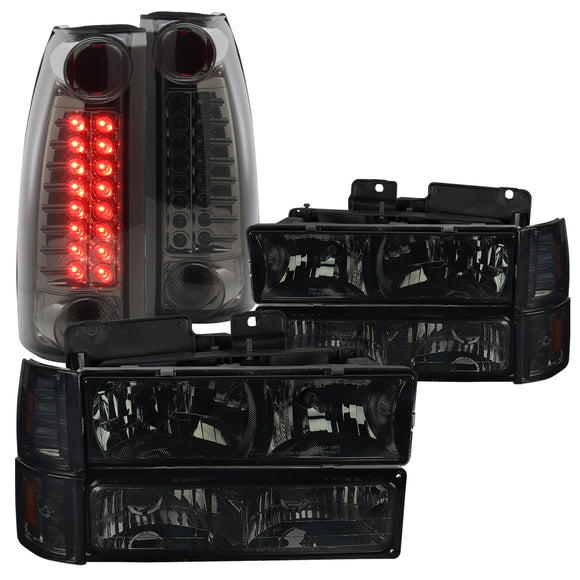 Coolstuffguru Compatible with GMC Sierra 1500/2500/3500 Smoke Headlights Bumper Corner Lamps+LED Tail Ligh